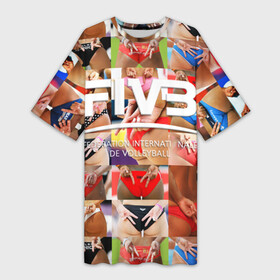 Платье-футболка 3D с принтом Волейбол 1 в Новосибирске,  |  | fiv3 | volleyball | волейбол