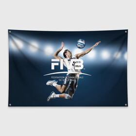 Флаг-баннер с принтом Волейбол 4 в Новосибирске, 100% полиэстер | размер 67 х 109 см, плотность ткани — 95 г/м2; по краям флага есть четыре люверса для крепления | fiv3 | volleyball | волейбол