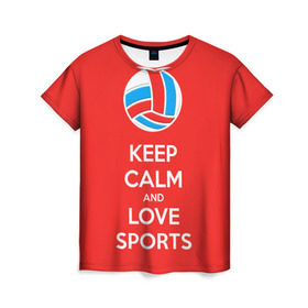 Женская футболка 3D с принтом Волейбол 5 в Новосибирске, 100% полиэфир ( синтетическое хлопкоподобное полотно) | прямой крой, круглый вырез горловины, длина до линии бедер | keep calm | volleyball | волейбол