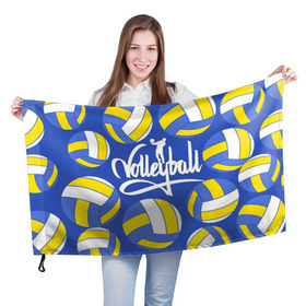 Флаг 3D с принтом Волейбол 6 в Новосибирске, 100% полиэстер | плотность ткани — 95 г/м2, размер — 67 х 109 см. Принт наносится с одной стороны | volleyball | волейбол