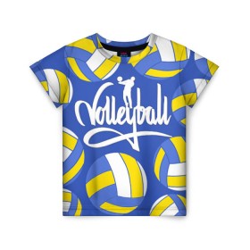 Детская футболка 3D с принтом Волейбол 6 в Новосибирске, 100% гипоаллергенный полиэфир | прямой крой, круглый вырез горловины, длина до линии бедер, чуть спущенное плечо, ткань немного тянется | volleyball | волейбол