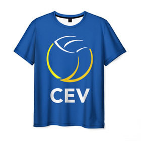 Мужская футболка 3D с принтом Волейбол 19 в Новосибирске, 100% полиэфир | прямой крой, круглый вырез горловины, длина до линии бедер | Тематика изображения на принте: cev | volleyball | волейбол