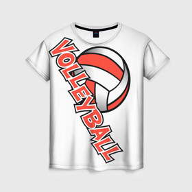 Женская футболка 3D с принтом Волейбол 21 в Новосибирске, 100% полиэфир ( синтетическое хлопкоподобное полотно) | прямой крой, круглый вырез горловины, длина до линии бедер | 