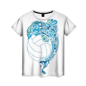 Женская футболка 3D с принтом Волейбол 22 в Новосибирске, 100% полиэфир ( синтетическое хлопкоподобное полотно) | прямой крой, круглый вырез горловины, длина до линии бедер | 