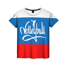 Женская футболка 3D с принтом Волейбол 27 в Новосибирске, 100% полиэфир ( синтетическое хлопкоподобное полотно) | прямой крой, круглый вырез горловины, длина до линии бедер | volleyball | волейбол