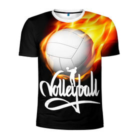 Мужская футболка 3D спортивная с принтом Волейбол 28 в Новосибирске, 100% полиэстер с улучшенными характеристиками | приталенный силуэт, круглая горловина, широкие плечи, сужается к линии бедра | volleyball | волейбол