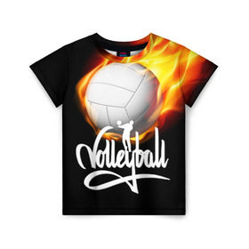 Детская футболка 3D с принтом Волейбол 28 в Новосибирске, 100% гипоаллергенный полиэфир | прямой крой, круглый вырез горловины, длина до линии бедер, чуть спущенное плечо, ткань немного тянется | volleyball | волейбол