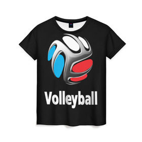 Женская футболка 3D с принтом Волейбол 29 в Новосибирске, 100% полиэфир ( синтетическое хлопкоподобное полотно) | прямой крой, круглый вырез горловины, длина до линии бедер | volleyball | волейбол