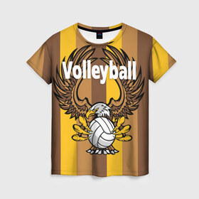 Женская футболка 3D с принтом Волейбол 30 в Новосибирске, 100% полиэфир ( синтетическое хлопкоподобное полотно) | прямой крой, круглый вырез горловины, длина до линии бедер | volleyball | волейбол