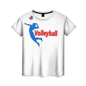 Женская футболка 3D с принтом Волейбол 31 в Новосибирске, 100% полиэфир ( синтетическое хлопкоподобное полотно) | прямой крой, круглый вырез горловины, длина до линии бедер | volleyball | волейбол