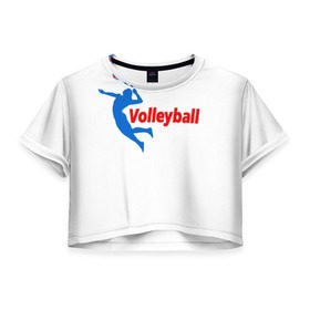 Женская футболка 3D укороченная с принтом Волейбол 31 в Новосибирске, 100% полиэстер | круглая горловина, длина футболки до линии талии, рукава с отворотами | volleyball | волейбол