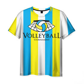 Мужская футболка 3D с принтом Волейбол 69 в Новосибирске, 100% полиэфир | прямой крой, круглый вырез горловины, длина до линии бедер | tournament | volleyball | волейбол