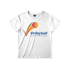 Детская футболка 3D с принтом Волейбол 72 в Новосибирске, 100% гипоаллергенный полиэфир | прямой крой, круглый вырез горловины, длина до линии бедер, чуть спущенное плечо, ткань немного тянется | Тематика изображения на принте: australia | volleyball | волейбол