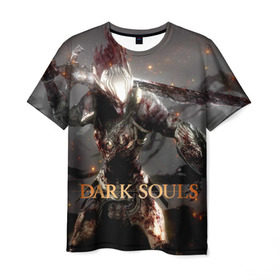 Мужская футболка 3D с принтом Dark Souls 8 в Новосибирске, 100% полиэфир | прямой крой, круглый вырез горловины, длина до линии бедер | dark souls | praise the sun | you died | дарк соулс