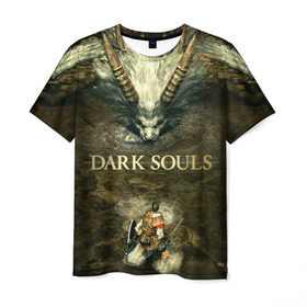 Мужская футболка 3D с принтом Dark Souls 12 в Новосибирске, 100% полиэфир | прямой крой, круглый вырез горловины, длина до линии бедер | dark souls | praise the sun | you died | дарк соулс
