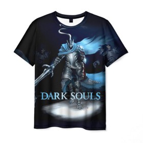 Мужская футболка 3D с принтом Dark Souls 17 в Новосибирске, 100% полиэфир | прямой крой, круглый вырез горловины, длина до линии бедер | dark souls | praise the sun | you died | дарк соулс