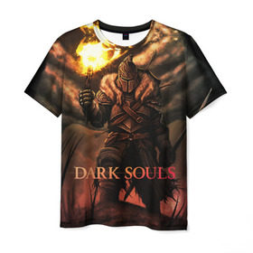 Мужская футболка 3D с принтом Dark Souls 18 в Новосибирске, 100% полиэфир | прямой крой, круглый вырез горловины, длина до линии бедер | dark souls | praise the sun | you died | дарк соулс