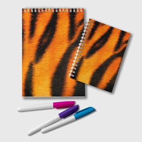 Блокнот с принтом Шкура тигра в Новосибирске, 100% бумага | 48 листов, плотность листов — 60 г/м2, плотность картонной обложки — 250 г/м2. Листы скреплены удобной пружинной спиралью. Цвет линий — светло-серый
 | Тематика изображения на принте: кошка | полосатая | текстуры | тигр