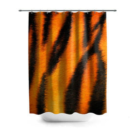 Штора 3D для ванной с принтом Шкура тигра в Новосибирске, 100% полиэстер | плотность материала — 100 г/м2. Стандартный размер — 146 см х 180 см. По верхнему краю — пластиковые люверсы для креплений. В комплекте 10 пластиковых колец | кошка | полосатая | текстуры | тигр
