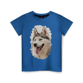 Детская футболка хлопок с принтом Симпотяга волк в Новосибирске, 100% хлопок | круглый вырез горловины, полуприлегающий силуэт, длина до линии бедер | зверь | серый | хаски | хаски бандит