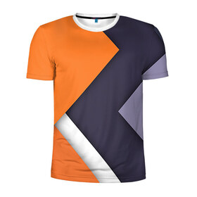 Мужская футболка 3D спортивная с принтом Geometriya в Новосибирске, 100% полиэстер с улучшенными характеристиками | приталенный силуэт, круглая горловина, широкие плечи, сужается к линии бедра | оранжевый | серый
