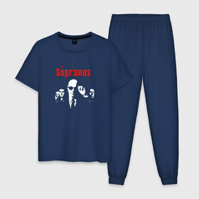 Мужская пижама хлопок с принтом the Sopranos (Клан Сопрано) в Новосибирске, 100% хлопок | брюки и футболка прямого кроя, без карманов, на брюках мягкая резинка на поясе и по низу штанин
 | the sopranos | клан сопрано | сопрано