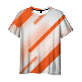 Мужская футболка 3D с принтом Бело-оранжевый в Новосибирске, 100% полиэфир | прямой крой, круглый вырез горловины, длина до линии бедер | вектор1