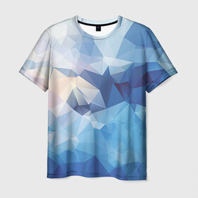 Мужская футболка 3D с принтом Абстракция в Новосибирске, 100% полиэфир | прямой крой, круглый вырез горловины, длина до линии бедер | полигоны | синий | треугольники
