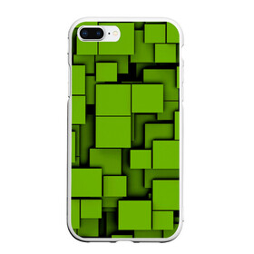 Чехол для iPhone 7Plus/8 Plus матовый с принтом Зеленые кубики в Новосибирске, Силикон | Область печати: задняя сторона чехла, без боковых панелей | кубы | текстура