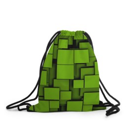Рюкзак-мешок 3D с принтом Зеленые кубики в Новосибирске, 100% полиэстер | плотность ткани — 200 г/м2, размер — 35 х 45 см; лямки — толстые шнурки, застежка на шнуровке, без карманов и подкладки | кубы | текстура
