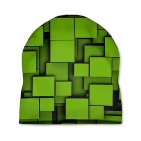 Шапка 3D с принтом Зеленые кубики в Новосибирске, 100% полиэстер | универсальный размер, печать по всей поверхности изделия | кубы | текстура