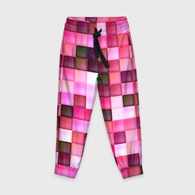 Детские брюки 3D с принтом Квадрат в Новосибирске, 100% полиэстер | манжеты по низу, эластичный пояс регулируется шнурком, по бокам два кармана без застежек, внутренняя часть кармана из мелкой сетки | мозаика | плитка | розовый