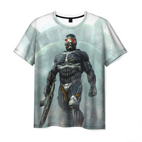 Мужская футболка 3D с принтом Crysis в Новосибирске, 100% полиэфир | прямой крой, круглый вырез горловины, длина до линии бедер | крайзис | пророк