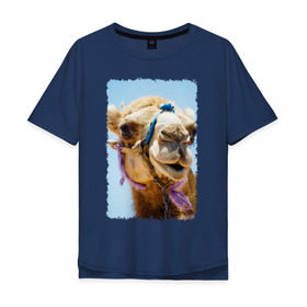 Мужская футболка хлопок Oversize с принтом Верблюд в Новосибирске, 100% хлопок | свободный крой, круглый ворот, “спинка” длиннее передней части | верблюд | горб | животное | караван | песок | плевок | пустыня