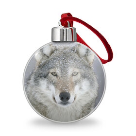 Ёлочный шар с принтом Добрый волк в Новосибирске, Пластик | Диаметр: 77 мм | Тематика изображения на принте: взгляд | волк | волки | оскал