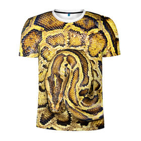 Мужская футболка 3D спортивная с принтом Змея в Новосибирске, 100% полиэстер с улучшенными характеристиками | приталенный силуэт, круглая горловина, широкие плечи, сужается к линии бедра | snake | анаконда | гадюка | змеиная | змея | кобра | кожа | кожура | удав | уж | червь | червяк | яд