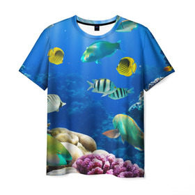 Мужская футболка 3D с принтом Дайвинг в Новосибирске, 100% полиэфир | прямой крой, круглый вырез горловины, длина до линии бедер | дайвинг | египет | каникулы | коралловый риф | крабы | красное море | море | морские обитатели | океан | отдых | отпуск | подводные красоты | приключение | рыбки | рыбы | туризм