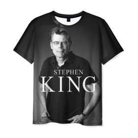Мужская футболка 3D с принтом Стивен Кинг в Новосибирске, 100% полиэфир | прямой крой, круглый вырез горловины, длина до линии бедер | stephen king | стивен кинг