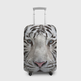 Чехол для чемодана 3D с принтом Бенгальский тигр в Новосибирске, 86% полиэфир, 14% спандекс | двустороннее нанесение принта, прорези для ручек и колес | tiger | белый | дикая кошка | тигр | хищник