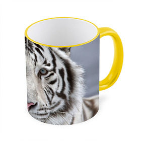 Кружка 3D с принтом Бенгальский тигр в Новосибирске, керамика | ёмкость 330 мл | Тематика изображения на принте: tiger | белый | дикая кошка | тигр | хищник