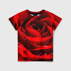 Детская футболка 3D с принтом Роза в Новосибирске, 100% гипоаллергенный полиэфир | прямой крой, круглый вырез горловины, длина до линии бедер, чуть спущенное плечо, ткань немного тянется | роза | розовая | розы | романтика | цветы