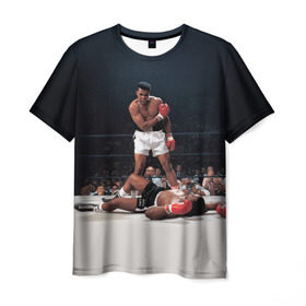 Мужская футболка 3D с принтом Muhammad Ali в Новосибирске, 100% полиэфир | прямой крой, круглый вырез горловины, длина до линии бедер | impossible is nothing | muhammad ali | бокс | боксёр | мохаммед али | спорт
