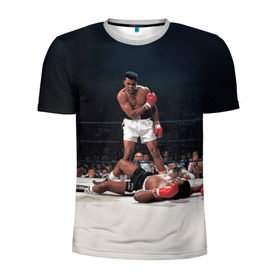 Мужская футболка 3D спортивная с принтом Muhammad Ali в Новосибирске, 100% полиэстер с улучшенными характеристиками | приталенный силуэт, круглая горловина, широкие плечи, сужается к линии бедра | impossible is nothing | muhammad ali | бокс | боксёр | мохаммед али | спорт