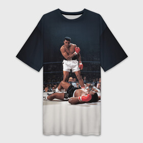 Платье-футболка 3D с принтом Muhammad Ali в Новосибирске,  |  | impossible is nothing | muhammad ali | бокс | боксёр | мохаммед али | спорт