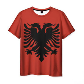Мужская футболка 3D с принтом Сборная Албания в Новосибирске, 100% полиэфир | прямой крой, круглый вырез горловины, длина до линии бедер | футбол