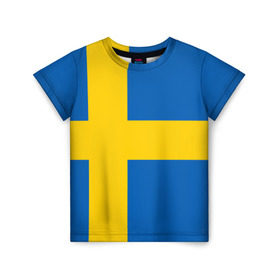 Детская футболка 3D с принтом Швеция в Новосибирске, 100% гипоаллергенный полиэфир | прямой крой, круглый вырез горловины, длина до линии бедер, чуть спущенное плечо, ткань немного тянется | сборная | футбол