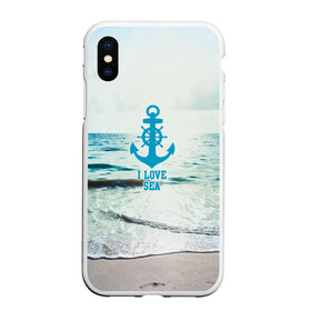 Чехол для iPhone XS Max матовый с принтом I love sea в Новосибирске, Силикон | Область печати: задняя сторона чехла, без боковых панелей | sea | вода | волны | лето | море | океан | солнце | якорь