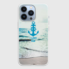 Чехол для iPhone 13 Pro с принтом I love sea в Новосибирске,  |  | sea | вода | волны | лето | море | океан | солнце | якорь