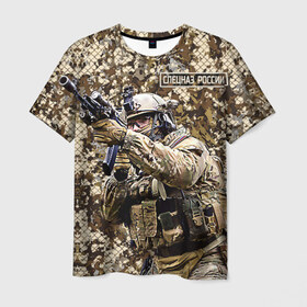 Мужская футболка 3D с принтом Спецназ 1 в Новосибирске, 100% полиэфир | прямой крой, круглый вырез горловины, длина до линии бедер | россия | спецназ