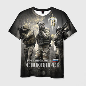 Мужская футболка 3D с принтом Спецназ 7 в Новосибирске, 100% полиэфир | прямой крой, круглый вырез горловины, длина до линии бедер | россия | спецназ